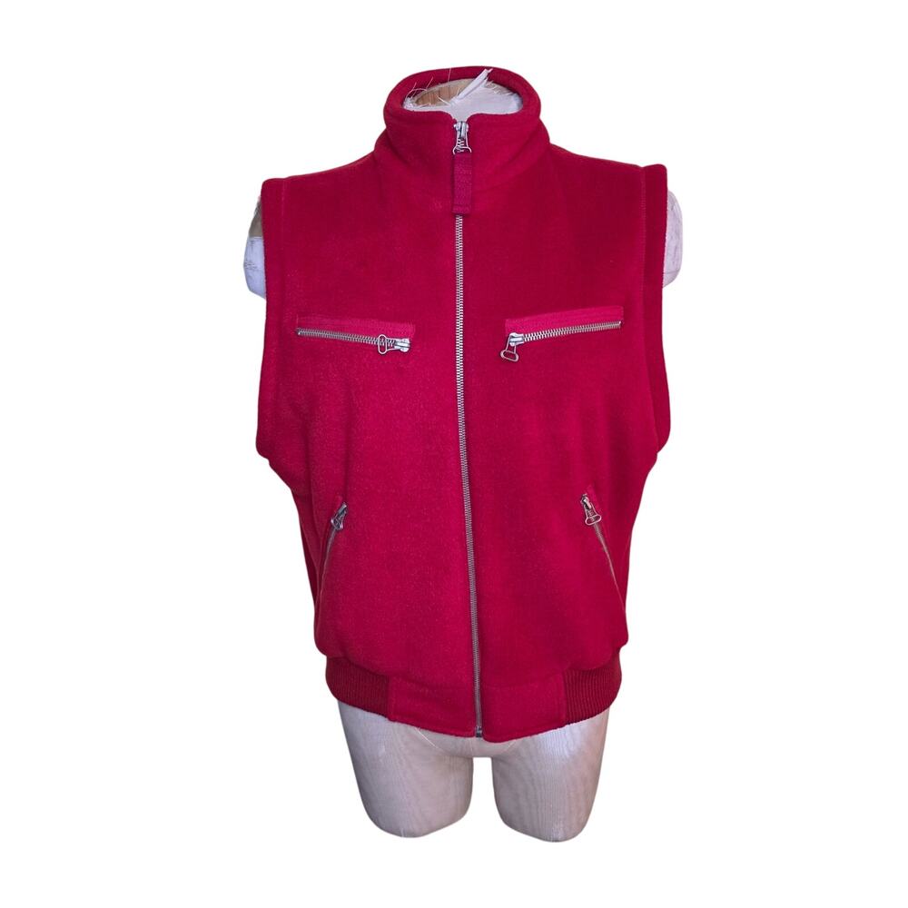 Liz Wear Fleece Vintage Full Zip Vest With Zipper Pockets Size M